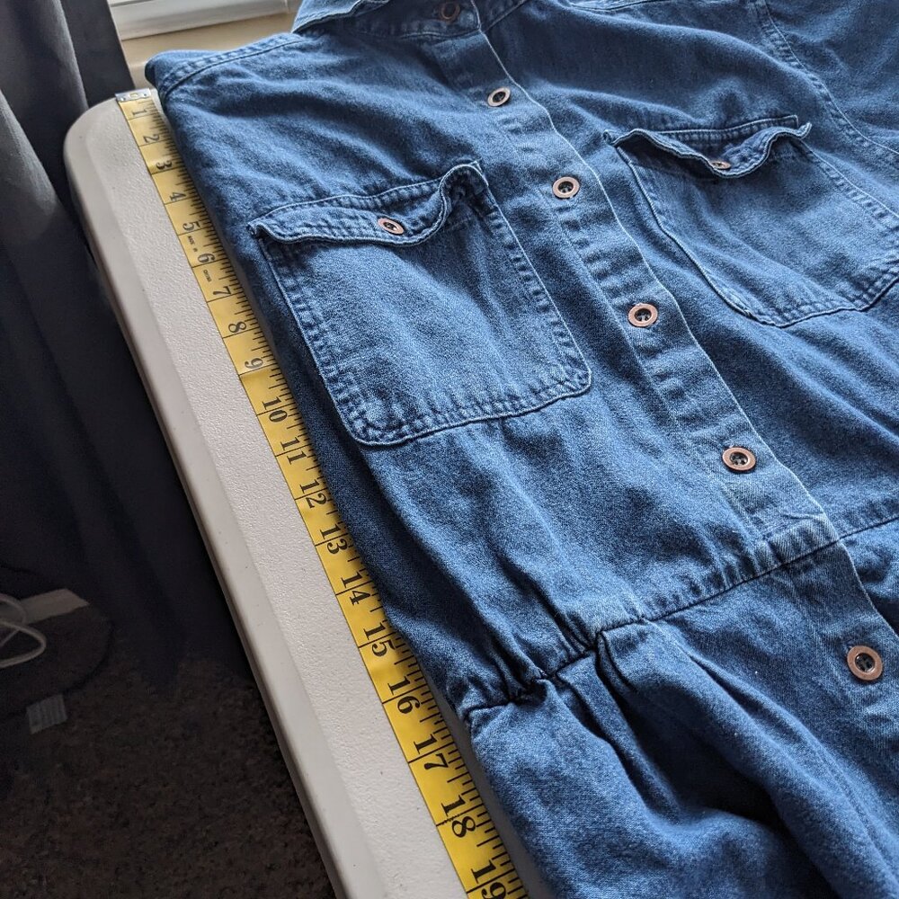Vintage Bedford Fair denim maxi dress, pockets, long sleeves, button front - Picture 9 of 12